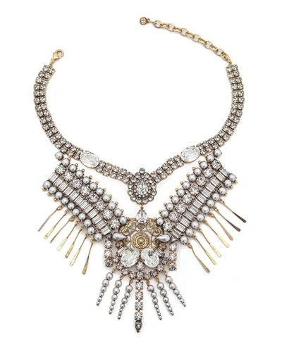 Dylanlex Hunter Statement Necklace W/ Mixed-cut Crystals In Gold