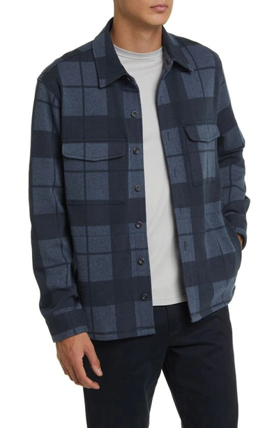 Vince Plaid Print Button-up Shirt Jacket In Coastal/ Washed Ink