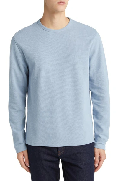 Vince Cotton Blend Waffle Knit Top In Pacific Blue/ Washed