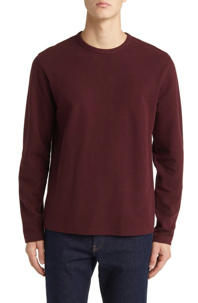 Vince Cotton Blend Waffle Knit Top In Sonoma Red/ Medium Grey