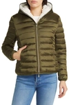 Save The Duck Elvira Water Resistant Hooded Puffer Jacket In Sherwood Green