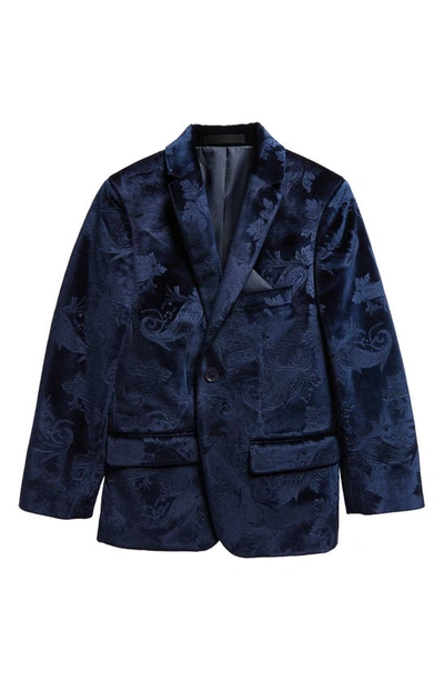 Tallia Kids' Paisley Velvet Dinner Jacket In Navy