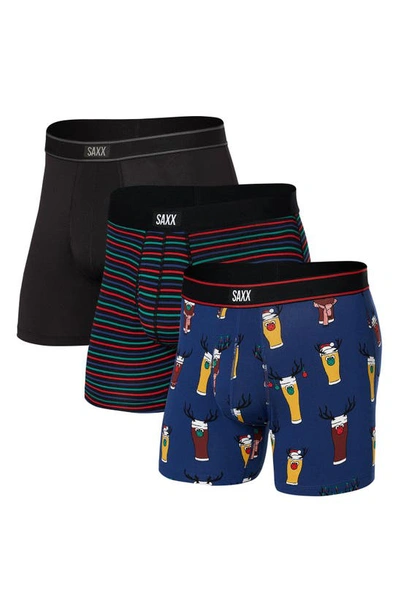 Saxx Daytripper 3-pack Slim Fit Boxer Briefs In Brewdolph/ Gent Stripe/ Black