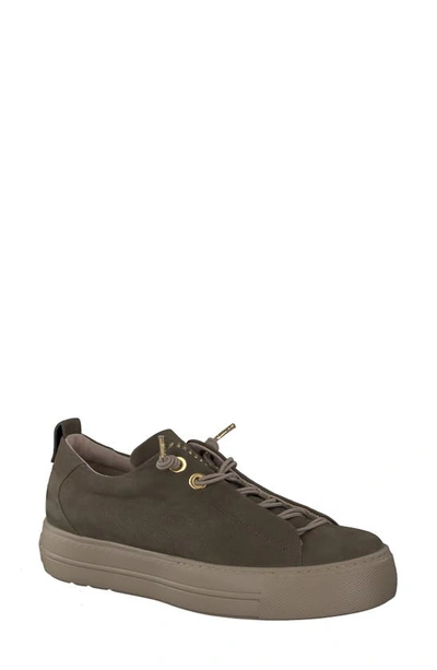 Paul Green Faye Sneaker In Olive Nubuck