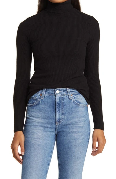 Faherty Legend Rib Turtleneck Sweater In Black