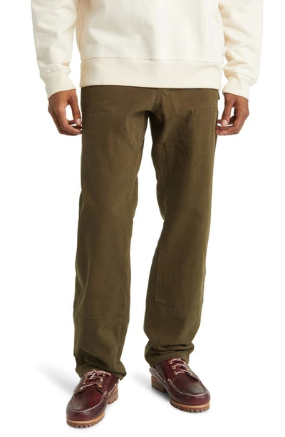 One Of These Days Statesman Double Knee Cotton Pants In Olive