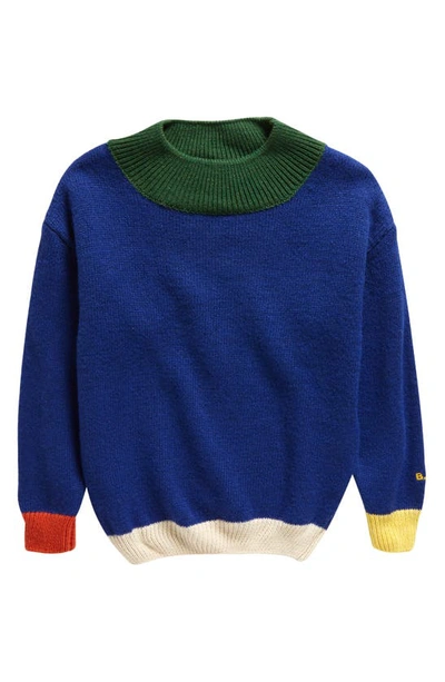 Bobo Choses Kids' Colorblock Pullover Sweater In Navy