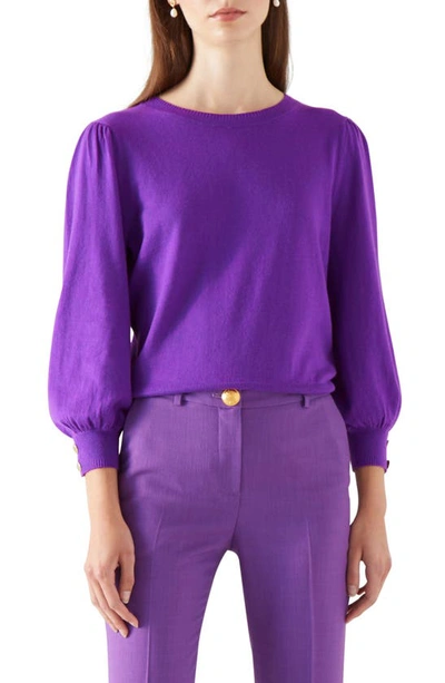 Lk Bennett Diana Puff Shoulder Sweater In Purple Magic