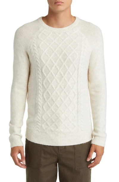 Treasure & Bond Cable Stitch Crewneck Sweater In Ivory Egret