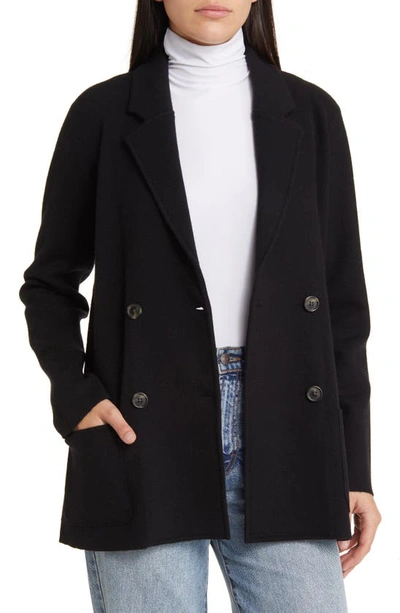 Nordstrom Signature Double Breasted Wool & Cashmere Blazer In Black Rock