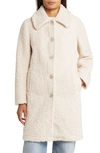 Sam Edelman Longline Teddy Fleece Coat In Ivory