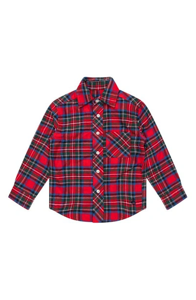 Brooks Brothers Kids'  Boys Brushed Cotton Plaid Flannel Sport Shirt In Navy