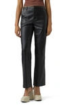 Vero Moda Olympia Mid Rise Straight Leg Faux Leather Pants In Black