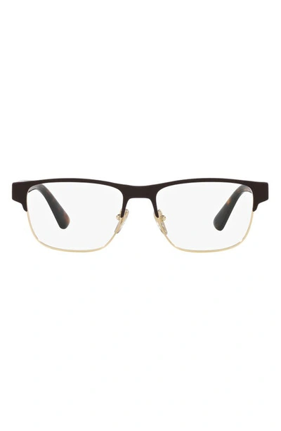 Prada 55mm Square Optical Glasses In Matte Brown