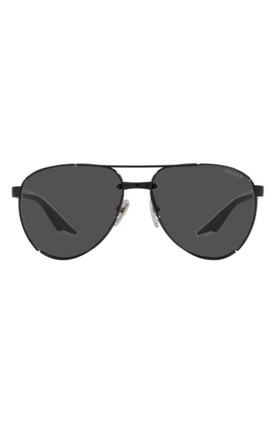 Prada 61mm Pilot Sunglasses In Matte Black