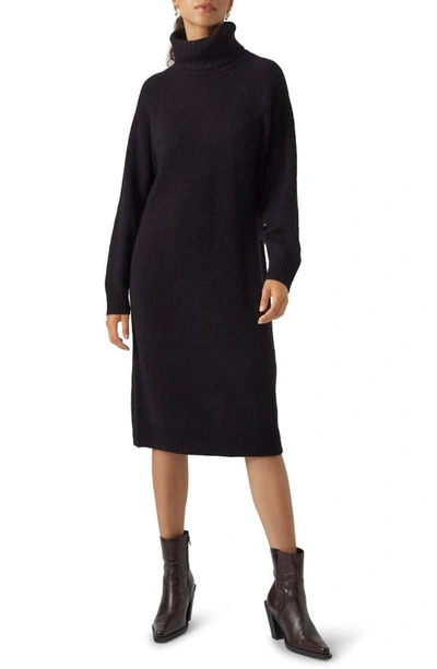 Vero Moda Daniela Turtleneck Long Sleeve Sweater Dress In Black