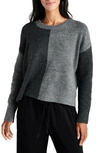 Splendid Amy Colorblock Crewneck Sweater In Charcoal Heather/ Grey Combo