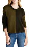 Splendid Amy Colorblock Crewneck Sweater In Vob/ Evergreen Combo