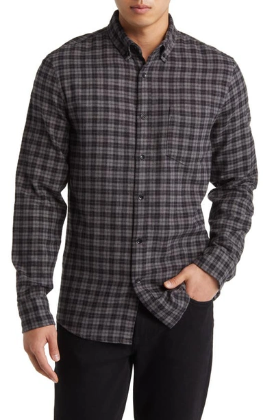 Nordstrom Marcus Trim Fit Check Flannel Button-down Shirt In Grey- Black Marcus Plaid