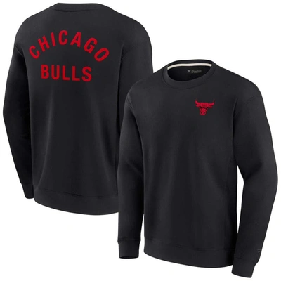 Fanatics Signature Unisex  Black Chicago Bulls Super Soft Fleece Oversize Arch Crew Pullover Sweatshi