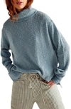 Free People Tommy Oversize Turtleneck Sweater In Blue Tourmaline