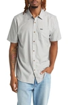 Volcom Barstone Classic Fit Stripe Short Sleeve Button-up Shirt In Tower Grey