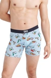 Saxx Vibe Super Soft Slim Fit Boxer Briefs In Totally Tubular- Fog Blue