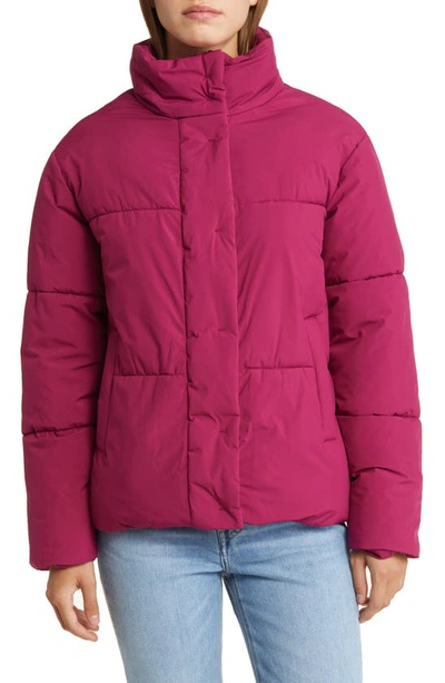 Sam Edelman Stand Collar Puffer Jacket In Plum Violet