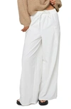 Princess Polly Brunie Wide Leg Cotton & Linen Cargo Pants In White