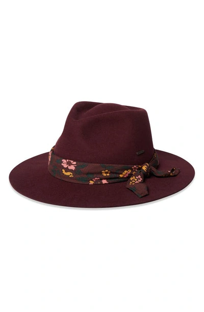 Brixton Madison Wool Felt Convertible Brim Rancher Hat In Rum Raisin/ Rum Raisin
