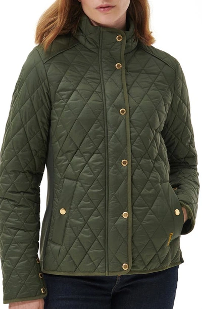 Barbour Yarrow Quilted Zip-up Jacket In Olive