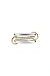 Spinelli Kilcollin Petite Libra Linked Pavé Diamond Rings In Silver/ Gold