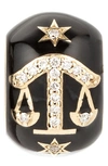 Adina Reyter Zodiac Ceramic & Diamond Bead Charm In Black