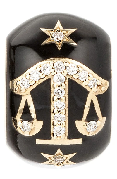 Adina Reyter Zodiac Ceramic & Diamond Bead Charm In Black