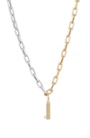 Adina Reyter Two-tone Paper Cip Chain Diamond Initial Pendant Necklace In Yellow Gold - I