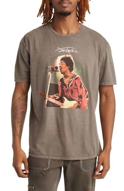 Philcos Jimi Hendrix Cotton Graphic T-shirt In Brown Pigment
