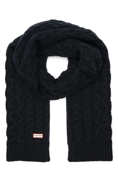 Hunter Cable Knit Scarf In Meadow Navy