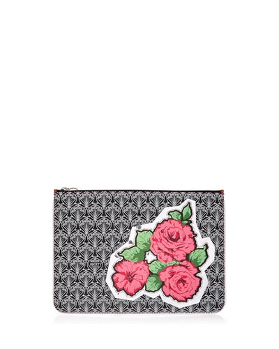 Liberty London Rq Rose Canvas Pouch Bag In Black Pattern