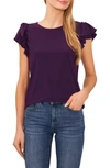 Cece Double Ruffle Knit Top In Plum