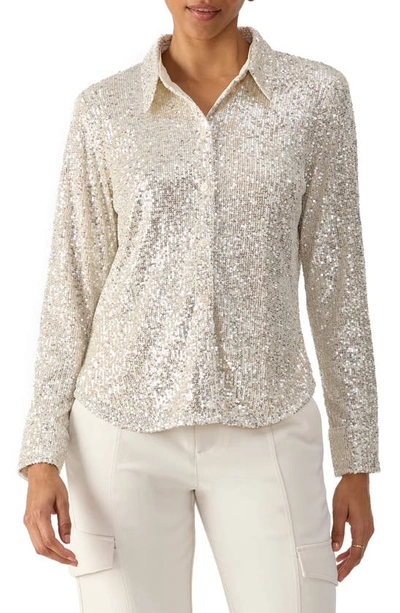 Sanctuary Radian Sequin Shirt In Champagne