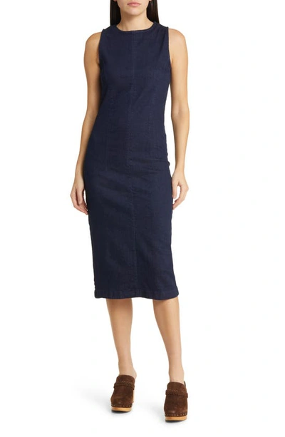 Nobody's Child Farringdon Organic Cotton Denim Midi Sheath Dress In Blue