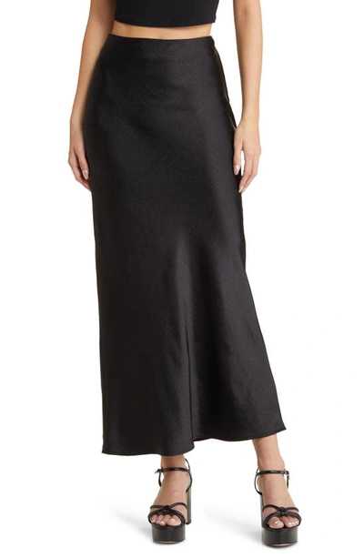 Open Edit Satin Column Maxi Skirt In Black