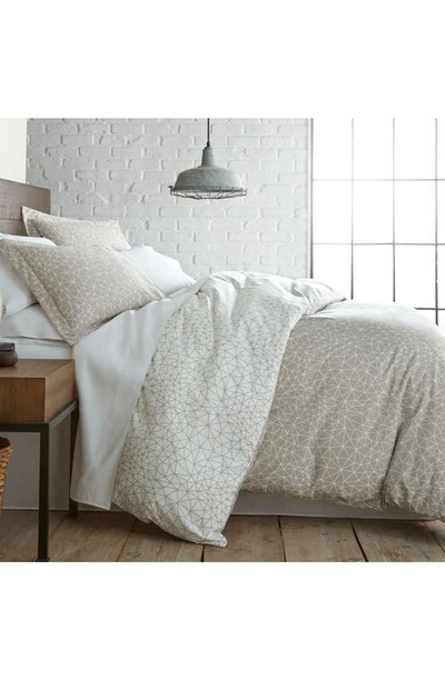 Southshore Fine Linens Modern Geometric Maze In Taupe And White