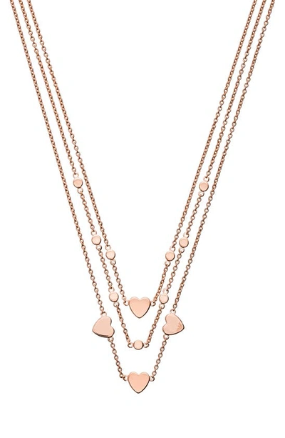 Emporio Armani Heart Layered Necklace In Metallic