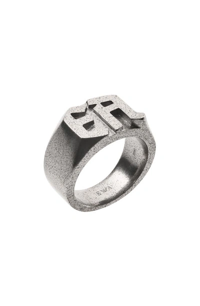 Emporio Armani Stainless Steel Logo Ring In Metallic