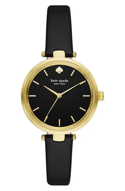 In Full Bloom Kate Spade Ny Holland Leather Strap Watch, 28mm In Gold