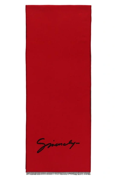 Givenchy Logo Wool & Cashmere Scarf In Red
