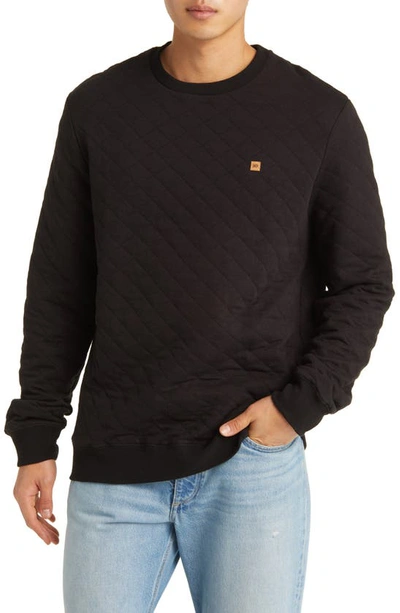 Tentree Quilt Double Knit Crewneck Sweatshirt In Meteorite Black