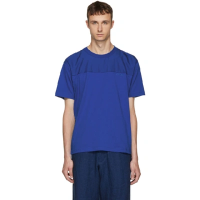 Kenzo Blue Panelled Jersey T-shirt In 74frenchblu