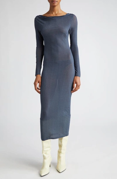 Paloma Wool Suarez Check Long Sleeve Dress In Medium Blue